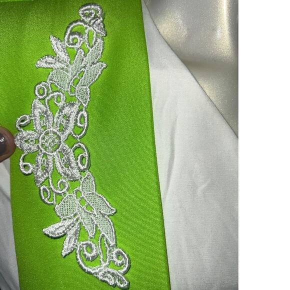 1960s Willy's Influence Lime Green & White Belted Romper Playsuit Lace Mod Go-Go - Picture 11 of 13